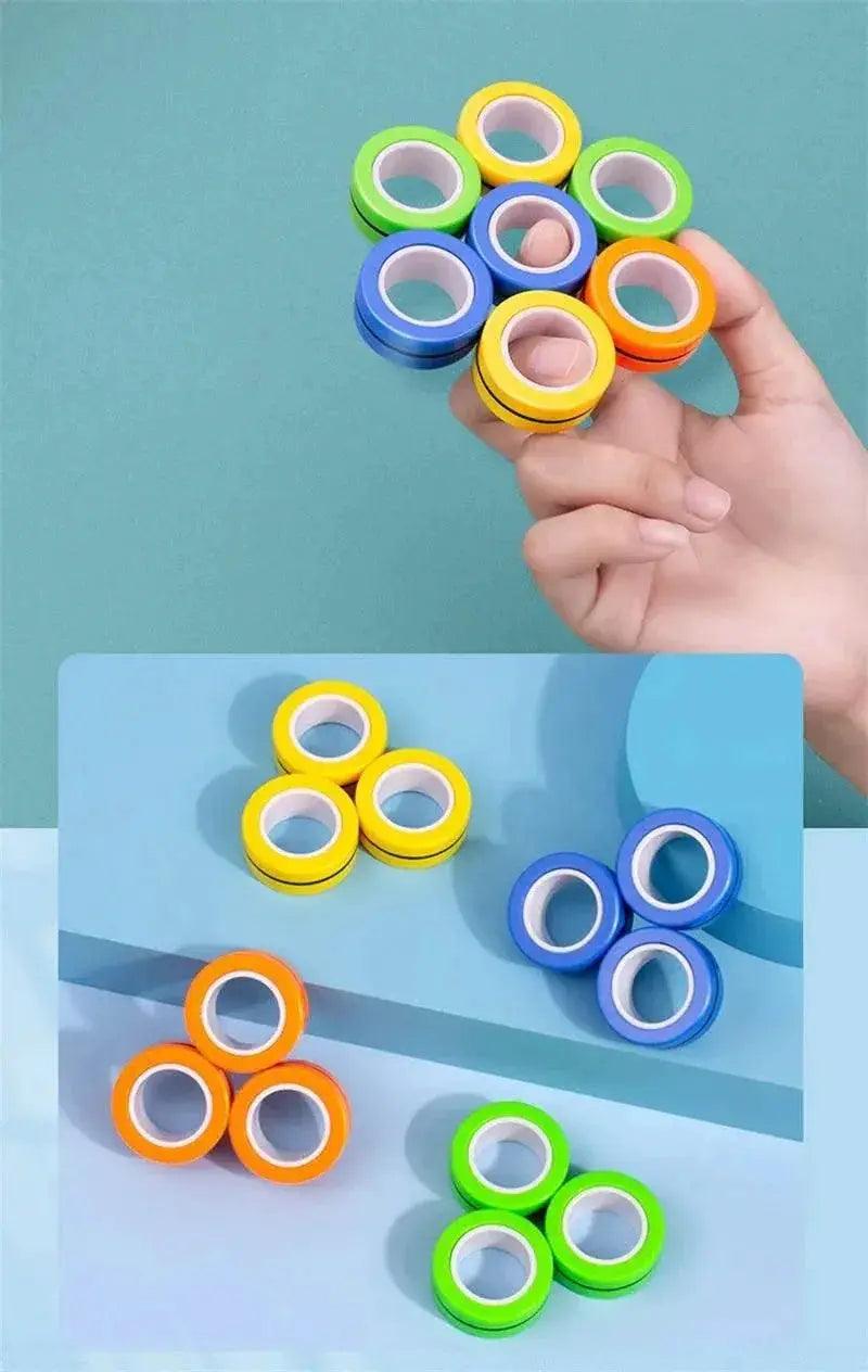  3PCS Fingertip Magnetic Rings Colorful Relief Fidget Toys Set for Adult Magnet Spinner -  ToylandEU™