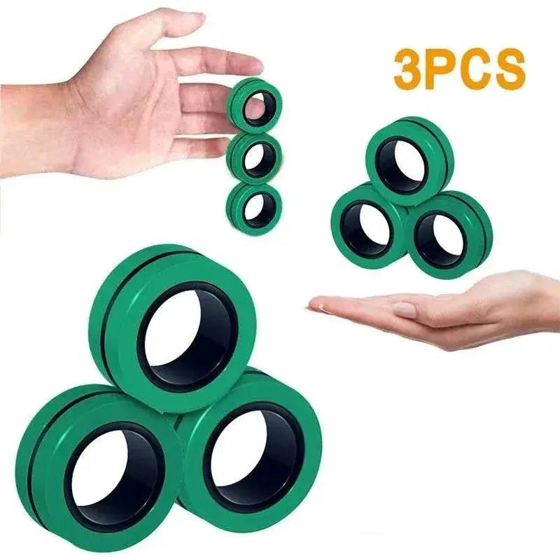  3PCS Fingertip Magnetic Rings Colorful Relief Fidget Toys Set for Adult Magnet Spinner -  ToylandEU™