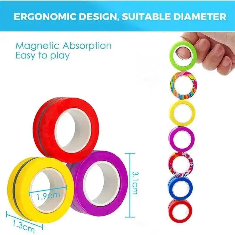  3PCS Fingertip Magnetic Rings Colorful Relief Fidget Toys Set for Adult Magnet Spinner -  ToylandEU™