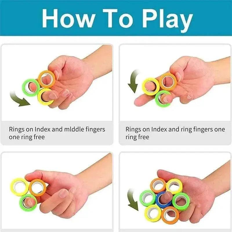  3PCS Fingertip Magnetic Rings Colorful Relief Fidget Toys Set for Adult Magnet Spinner -  ToylandEU™