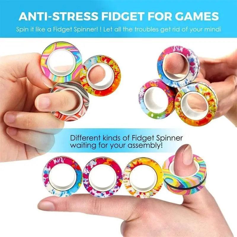 3PCS Fingertip Magnetic Rings Colorful Relief Fidget Toys Set for Adult Magnet Spinner -  ToylandEU™