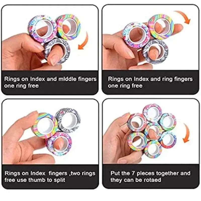  3PCS Fingertip Magnetic Rings Colorful Relief Fidget Toys Set for Adult Magnet Spinner -  ToylandEU™