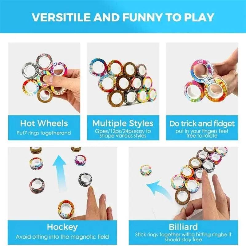  3PCS Fingertip Magnetic Rings Colorful Relief Fidget Toys Set for Adult Magnet Spinner -  ToylandEU™