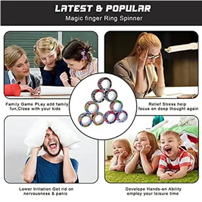  3PCS Fingertip Magnetic Rings Colorful Relief Fidget Toys Set for Adult Magnet Spinner -  ToylandEU™