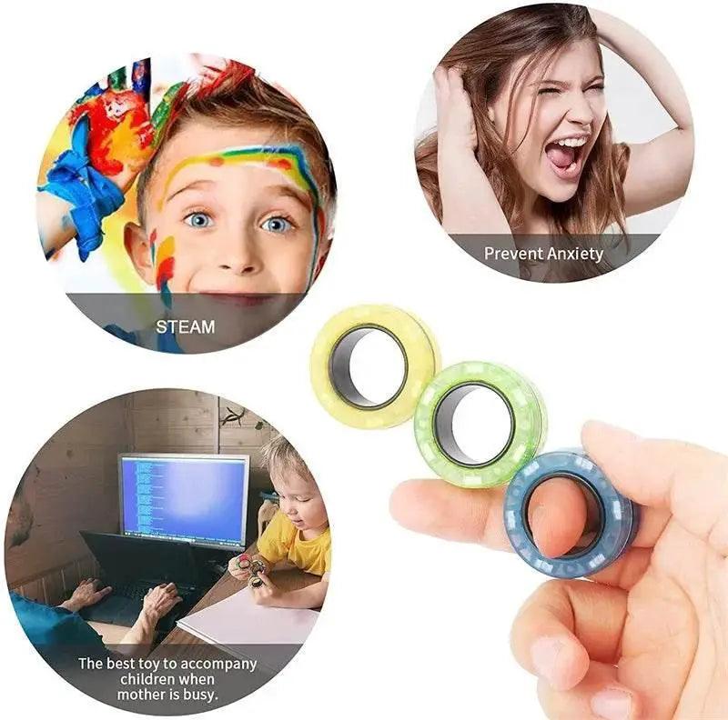  3PCS Fingertip Magnetic Rings Colorful Relief Fidget Toys Set for Adult Magnet Spinner -  ToylandEU™