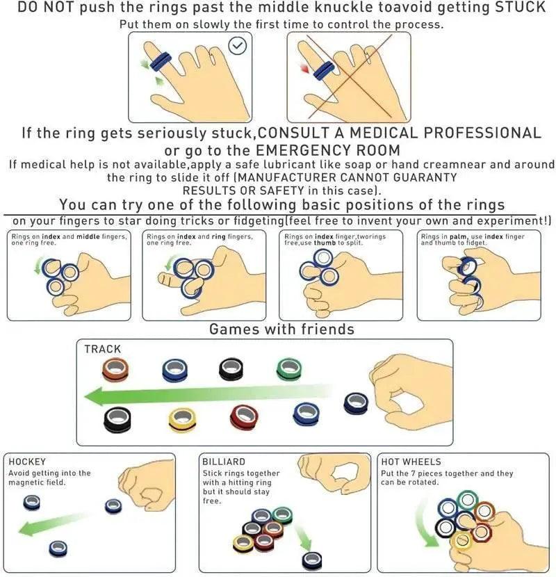  3PCS Fingertip Magnetic Rings Colorful Relief Fidget Toys Set for Adult Magnet Spinner -  ToylandEU™