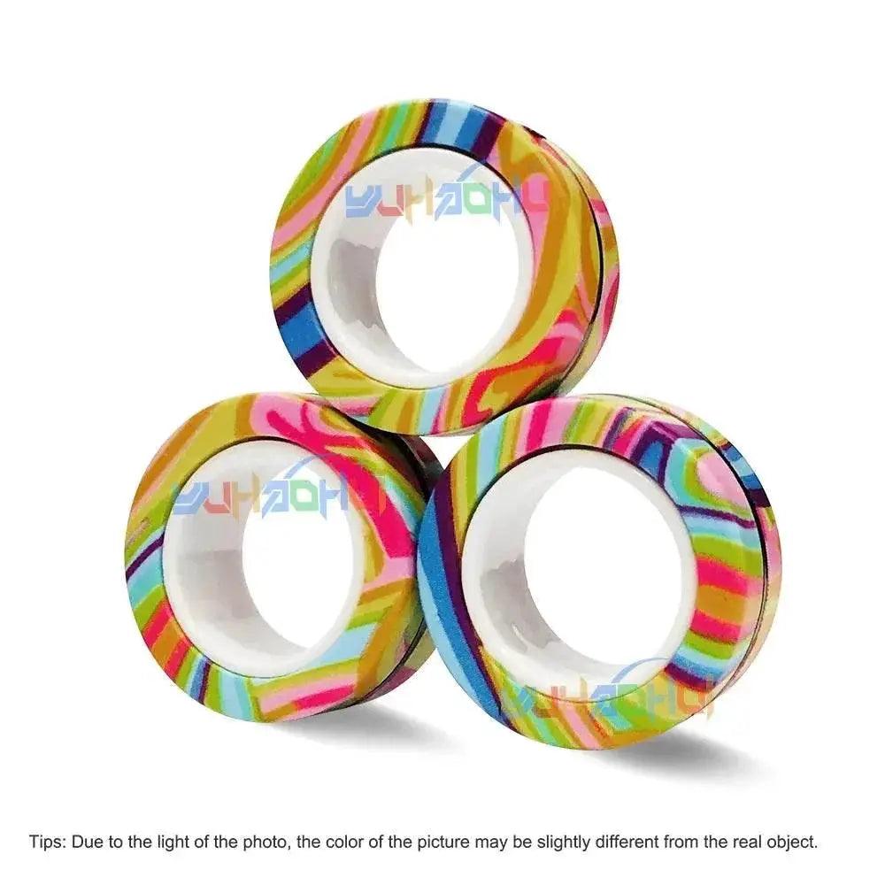  3PCS Fingertip Magnetic Rings Colorful Relief Fidget Toys Set for Adult Magnet Spinner -  ToylandEU™