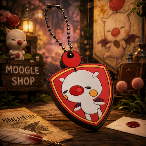 Final Fantasy Theatrhythm Moogle Rubber Keychain | Officially Licensed | Window Display Package | Game Fan Gift