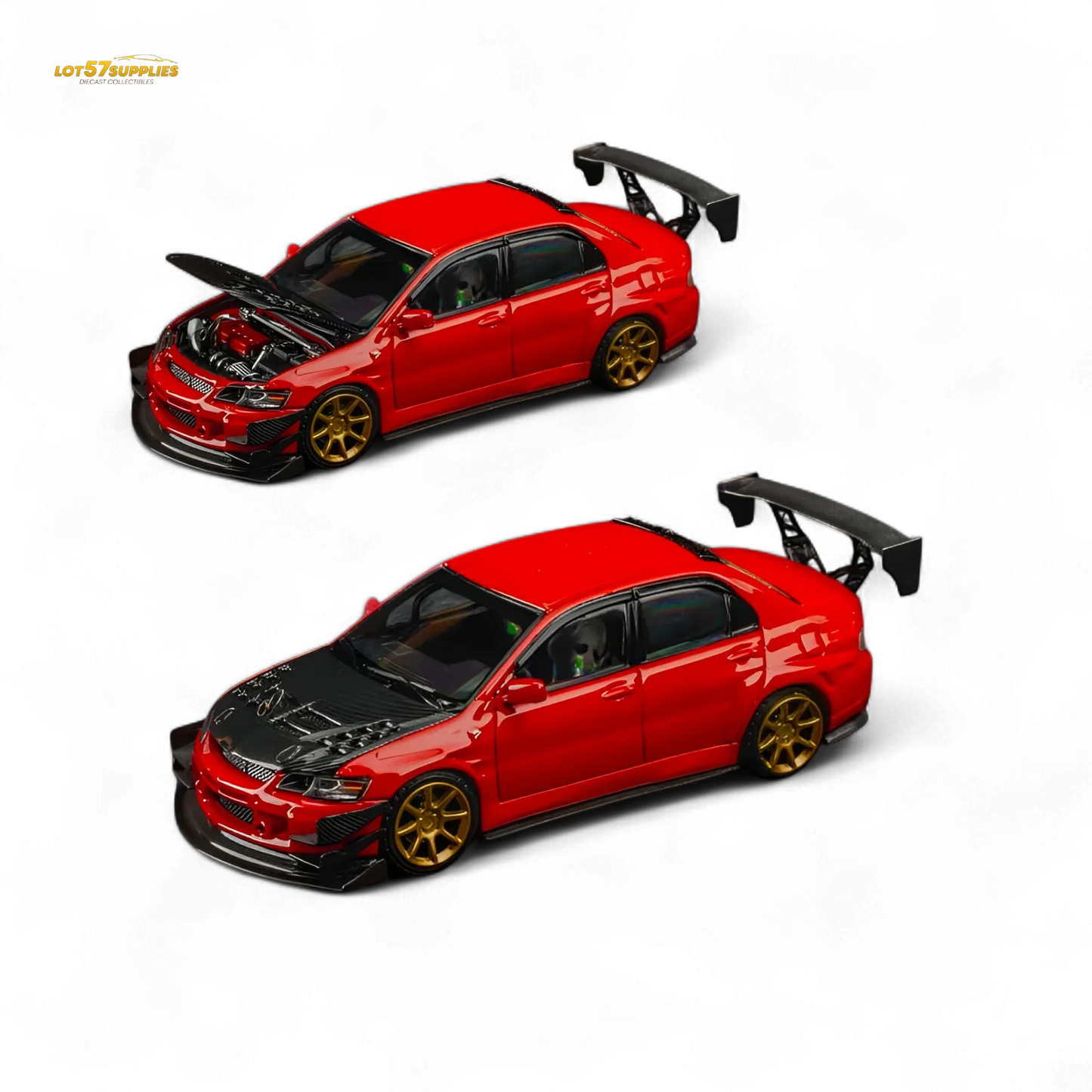 Findclassically Mitsubishi Lancer 9th Gen Red Carbon Hood 1:64 - ToylandEU