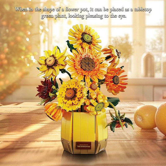 Fine Van Gogh Sunflowers Building Blocks With Vase For Girls - ToylandEU