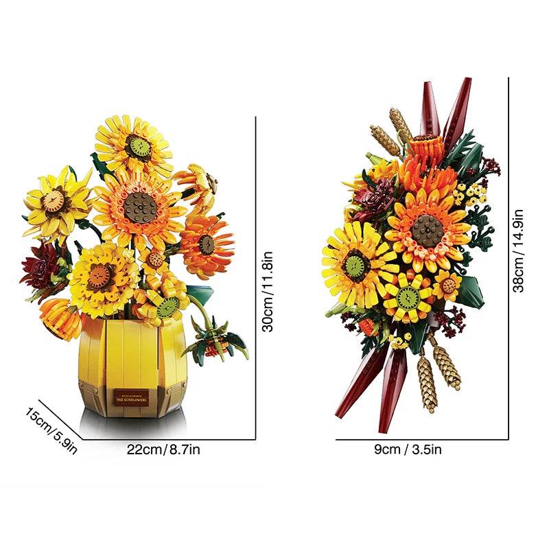 Fine Van Gogh Sunflowers Building Blocks With Vase For Girls - ToylandEU