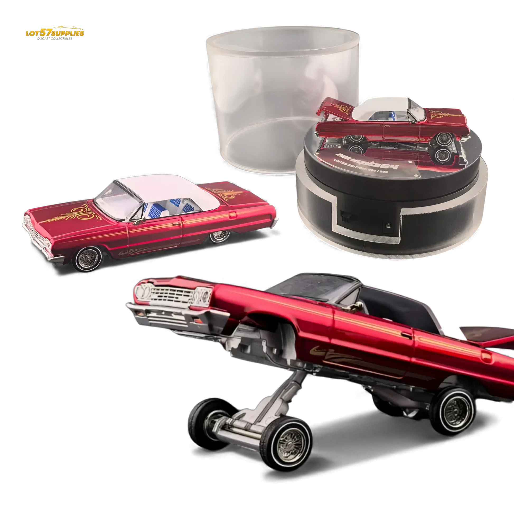 Chevrolet Impala 1:64 Transparent Red Luxury Show Quality Edition - ToylandEU