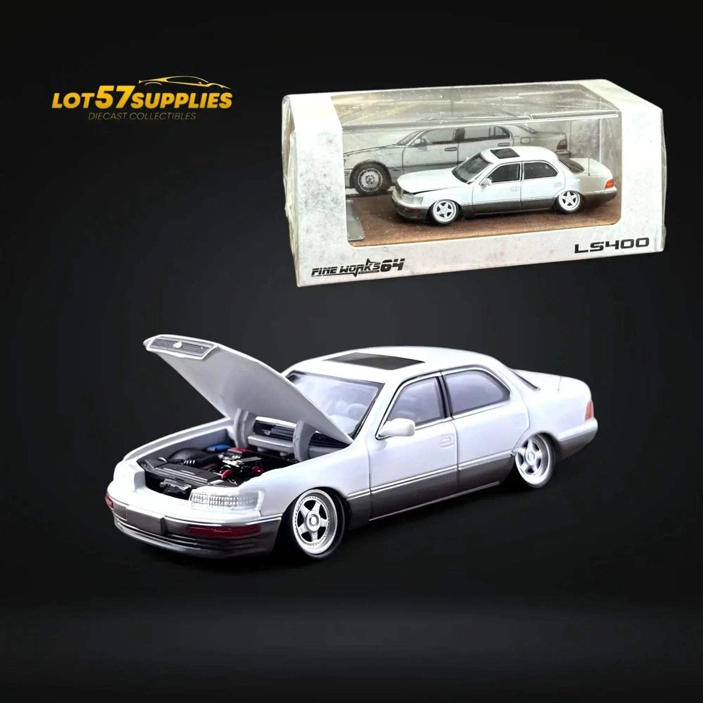 Fine works64 Lexus LS400 - White/Gray Double Stanced 1:64 - ToylandEU