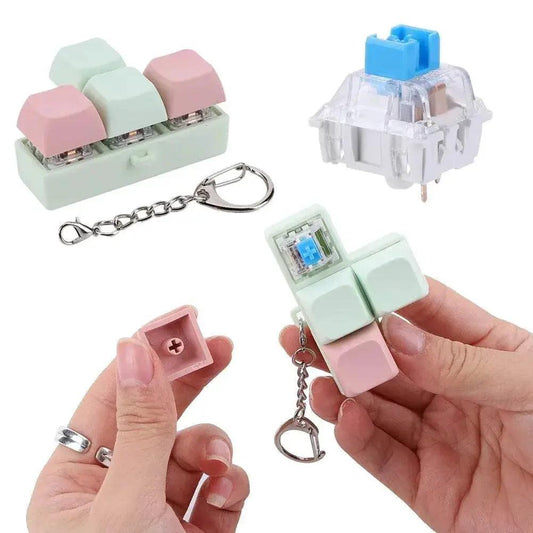  Finger Keyboard Fidget Toys 4-Button Keyboard Fidget Clicker Keychain Finger Calming Keychain Stress Relief Toys for Kids Adults -  ToylandEU™