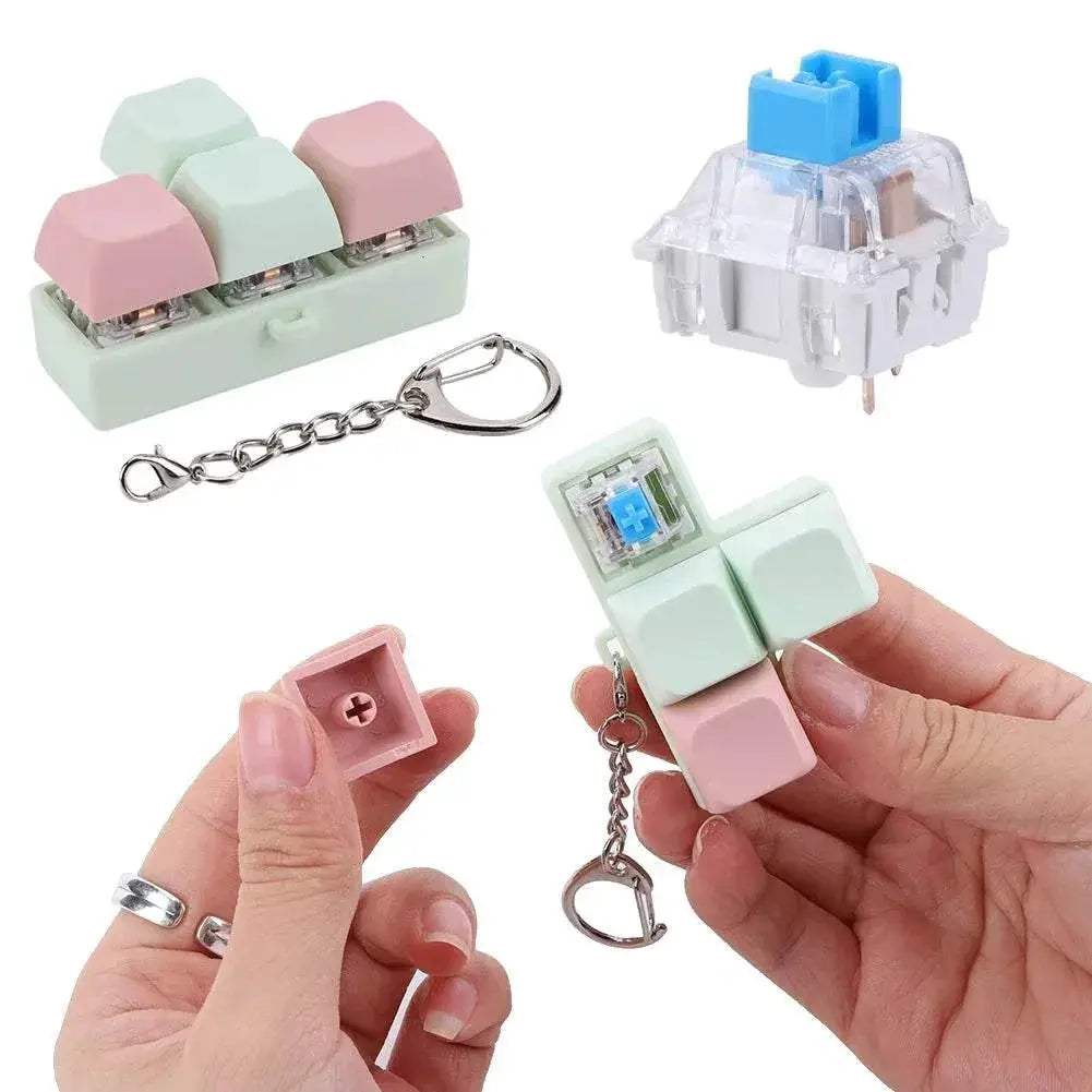  Finger Keyboard Fidget Toys 4-Button Keyboard Fidget Clicker Keychain Finger Calming Keychain Stress Relief Toys for Kids Adults -  ToylandEU™