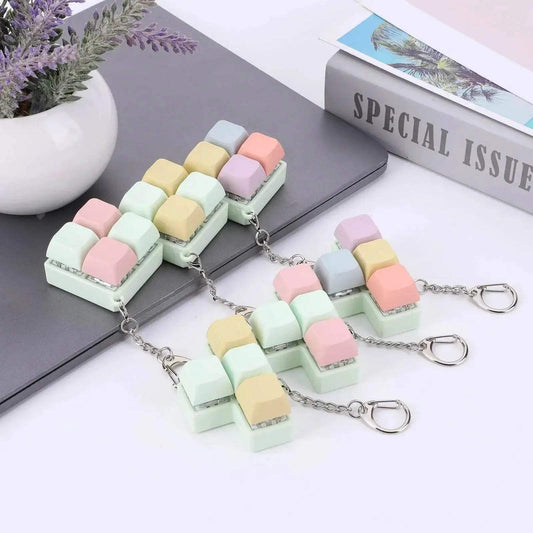  Finger Keyboard Fidget Toys 4-Button Keyboard Fidget Clicker Keychain Finger Calming Keychain Stress Relief Toys for Kids Adults -  ToylandEU™