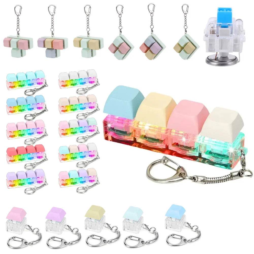 Finger Keyboard Fidget Toys 4 Keys Keyboard Clicker Toy Decompress Fingertip Keychain Finger Calming Keychain Stress Relief Toy - ToylandEU
