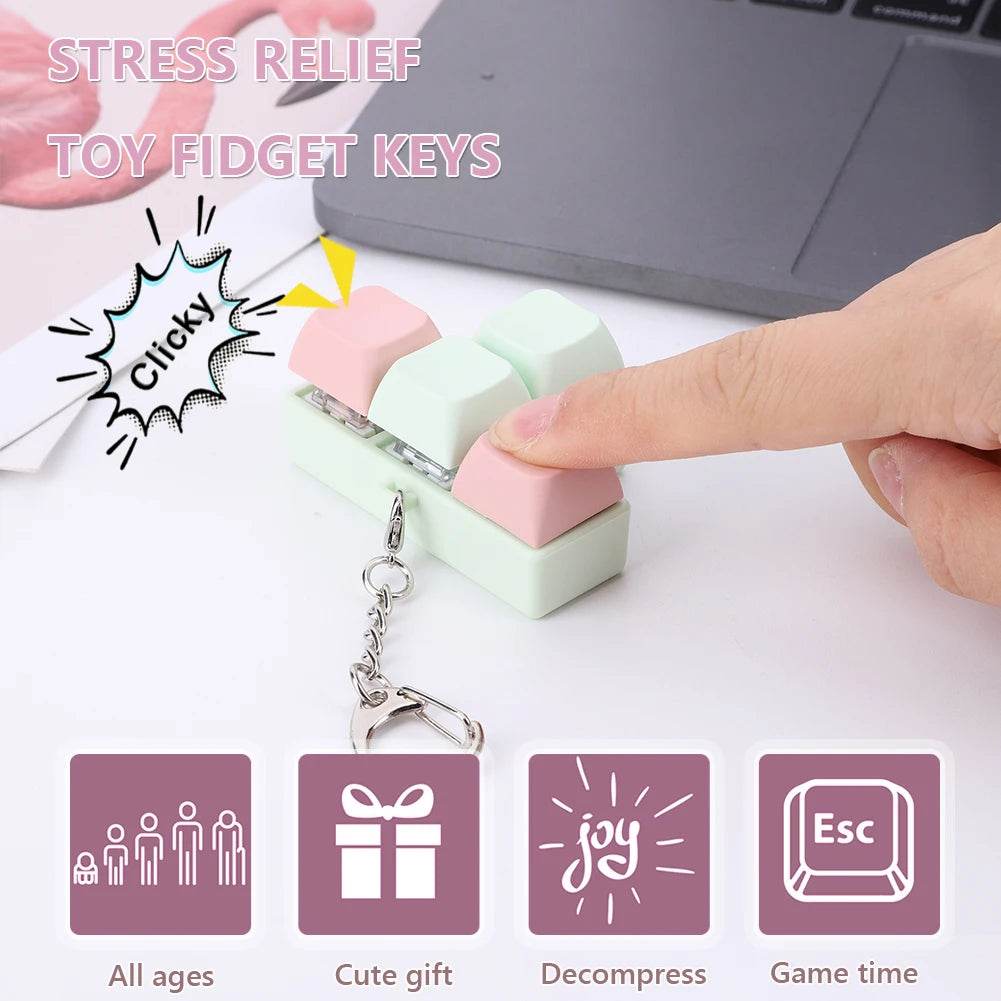 Finger Keyboard Fidget Toys 4 Keys Keyboard Clicker Toy Decompress Fingertip Keychain Finger Calming Keychain Stress Relief Toy - ToylandEU