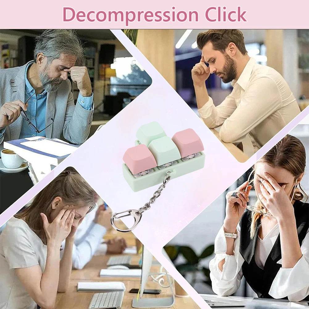 Finger Keyboard Fidget Toys 4 Keys Keyboard Clicker Toy Decompress Fingertip Keychain Finger Calming Keychain Stress Relief Toy - ToylandEU