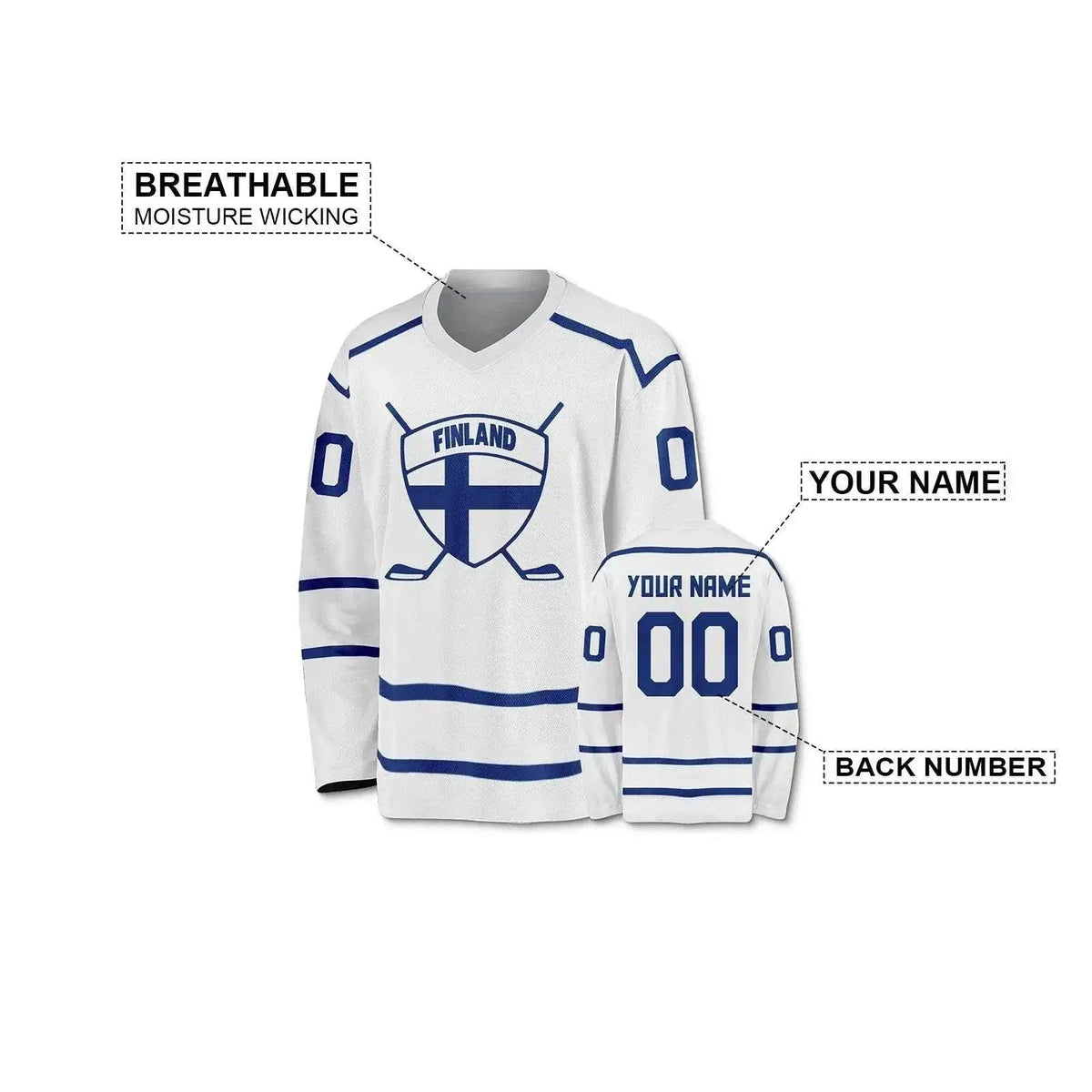  Customizable Finland Ice Hockey Jersey for All Ages - Men, Women, Youth, and Kids - Personalized Name and Number Training Shirt for Danish Fans -  ToylandEU™