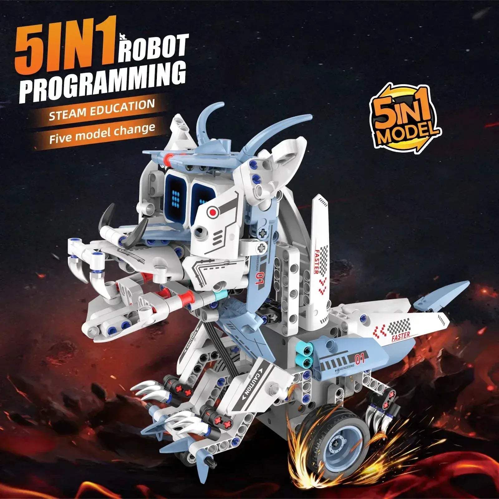 Fire Breathing Dragon Five In One Programmable STEM Robot Toy - ToylandEU