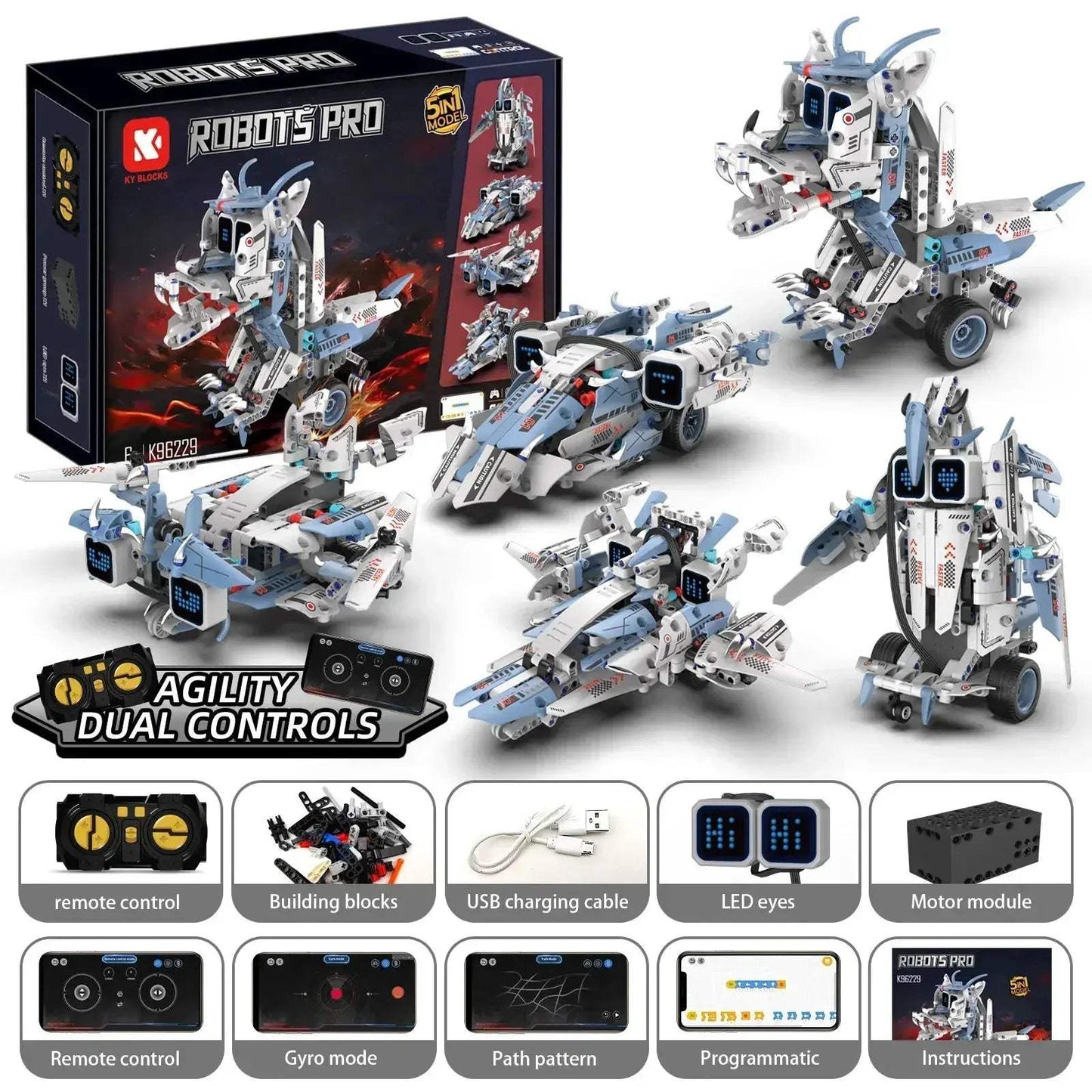 Fire Breathing Dragon Five In One Programmable STEM Robot Toy - ToylandEU