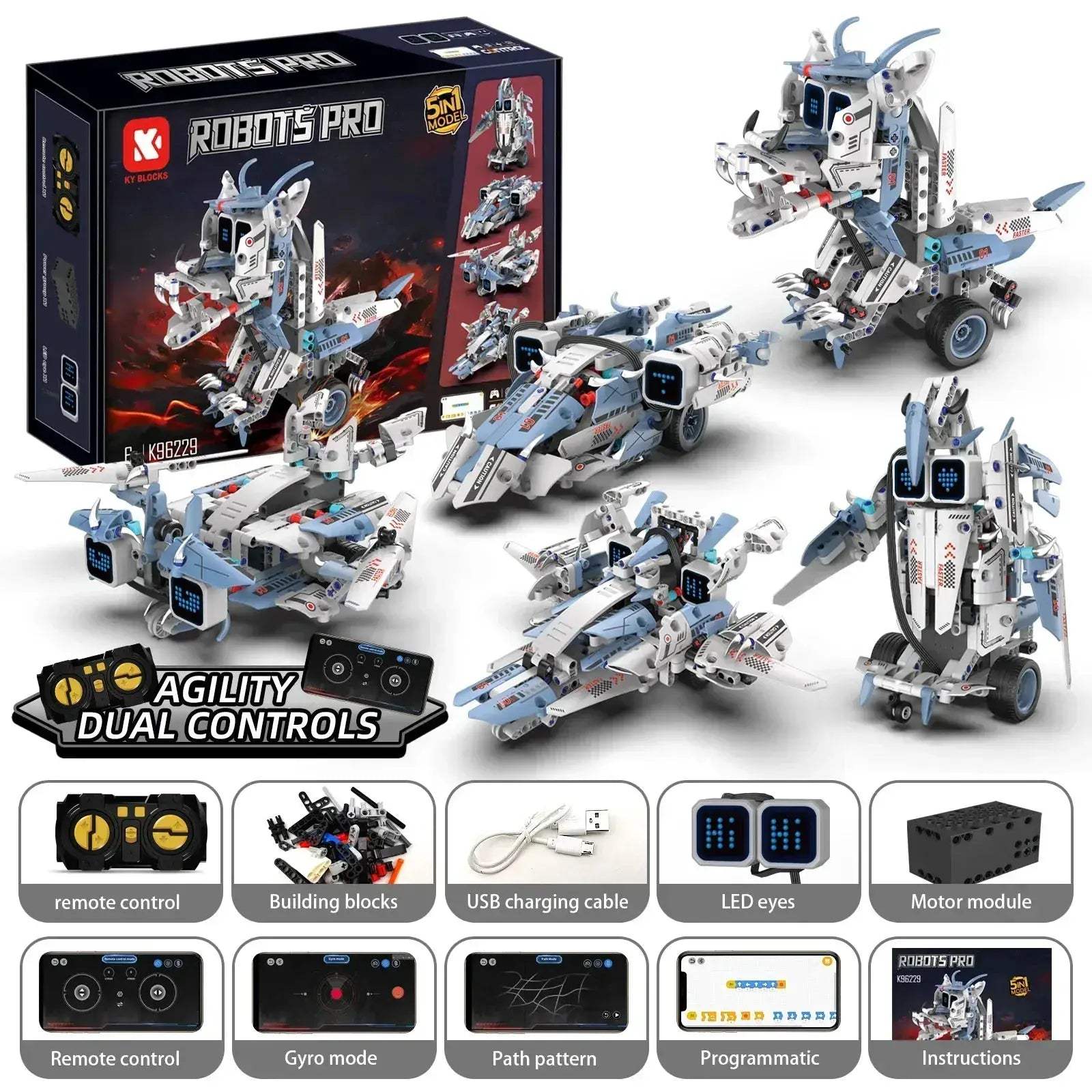 Fire Breathing Dragon Five In One Programmable STEM Robot Toy - ToylandEU
