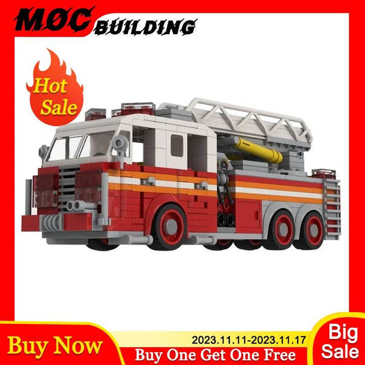 Fire Rescue Ladder Truck Construction Set - 436pcs Interactive City Fire Brigade Building Kit - ToylandEU
