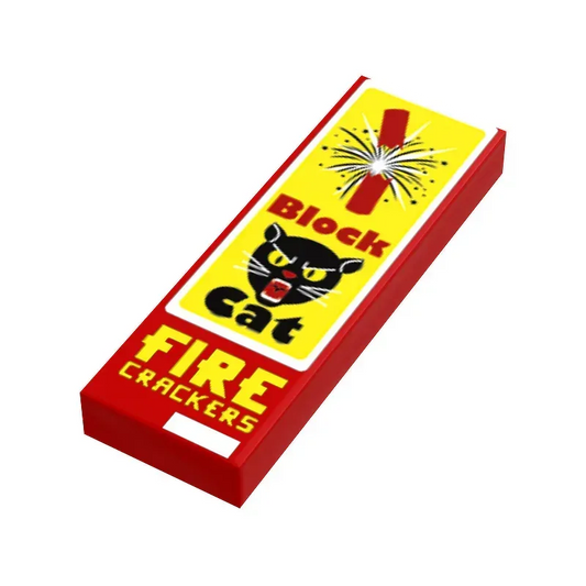 LEGO Figure Firecrackers Block Cat 1x3 Tile Nonflammable Printed On Official 1x3 Tile - ToylandEU