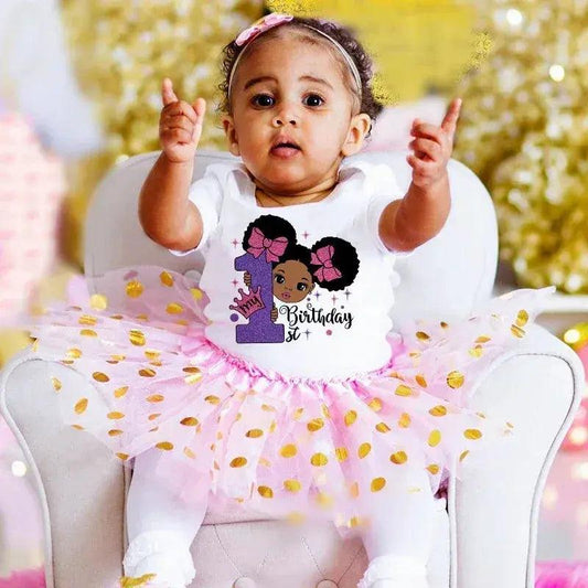  First Birthday Baby Girl Tutu Dress Sequined Romper Set -  ToylandEU™