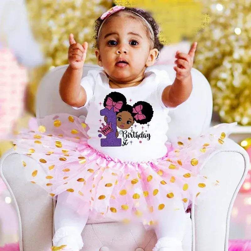 First Birthday Baby Girl Tutu Dress Set With Romper - ToylandEU