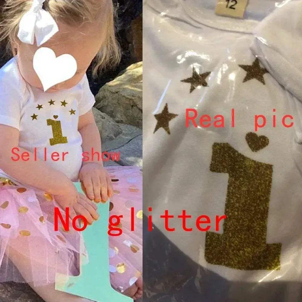 First Birthday Baby Girl Tutu Dress Set With Romper - ToylandEU