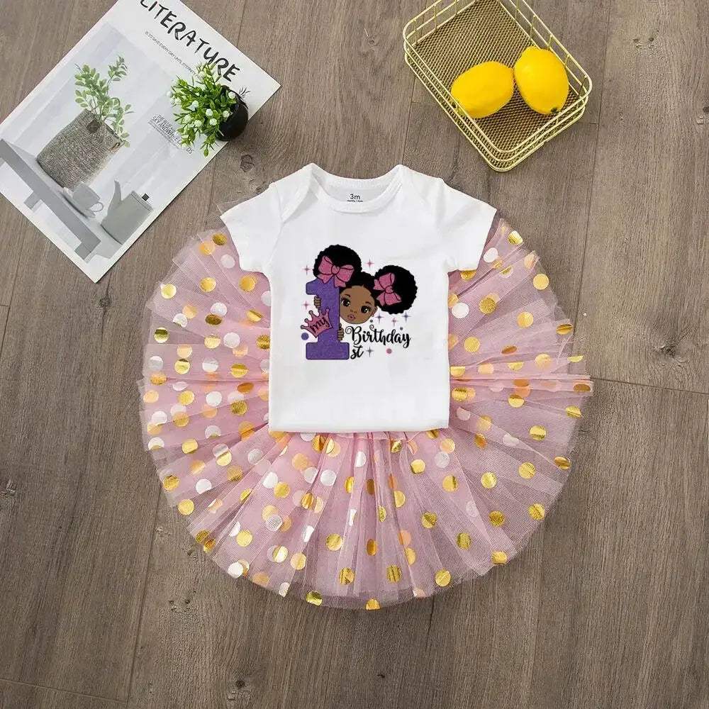 First Birthday Baby Girl Tutu Dress Set With Romper - ToylandEU