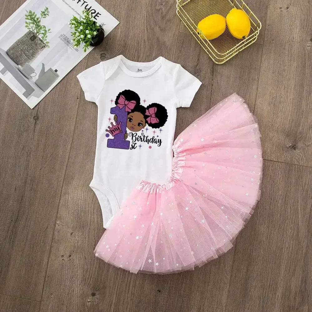 First Birthday Baby Girl Tutu Dress Set With Romper - ToylandEU
