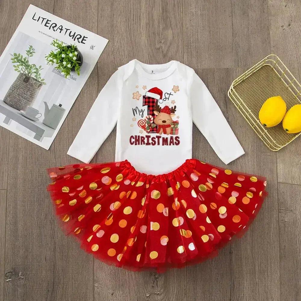  First Christmas Baby Romper Tutu Set Deer Print -  ToylandEU™