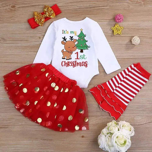  First Christmas Baby Romper Tutu Set Deer Print -  ToylandEU™