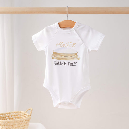 Baby Onesie | Organic Cotton | Saints Game Day Print | Newborn Sizes