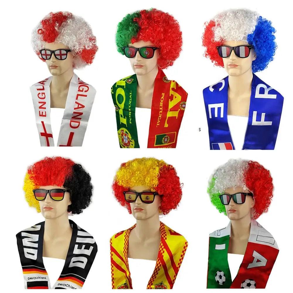  Flag Color Explosion Soccer Wig With Scarf Glasses -  ToylandEU™