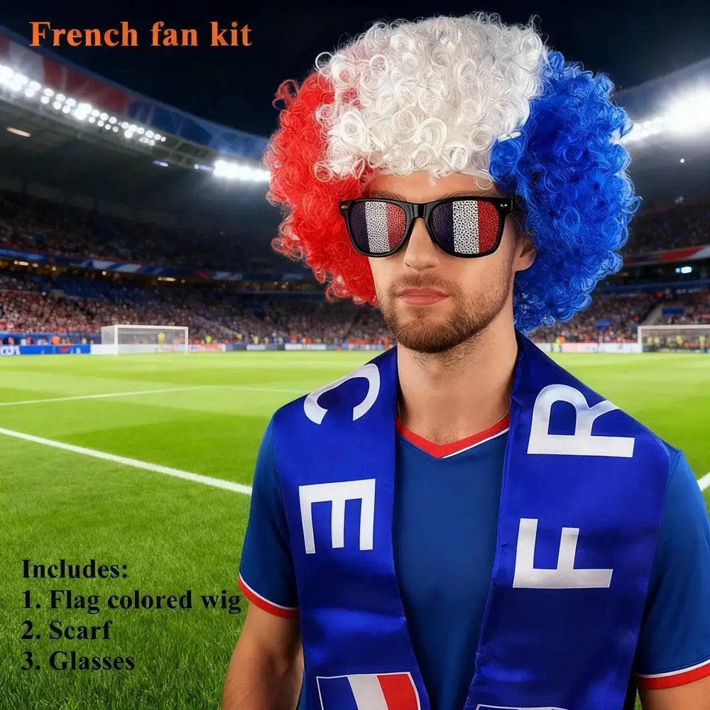  Flag Color Explosion Soccer Wig With Scarf Glasses -  ToylandEU™