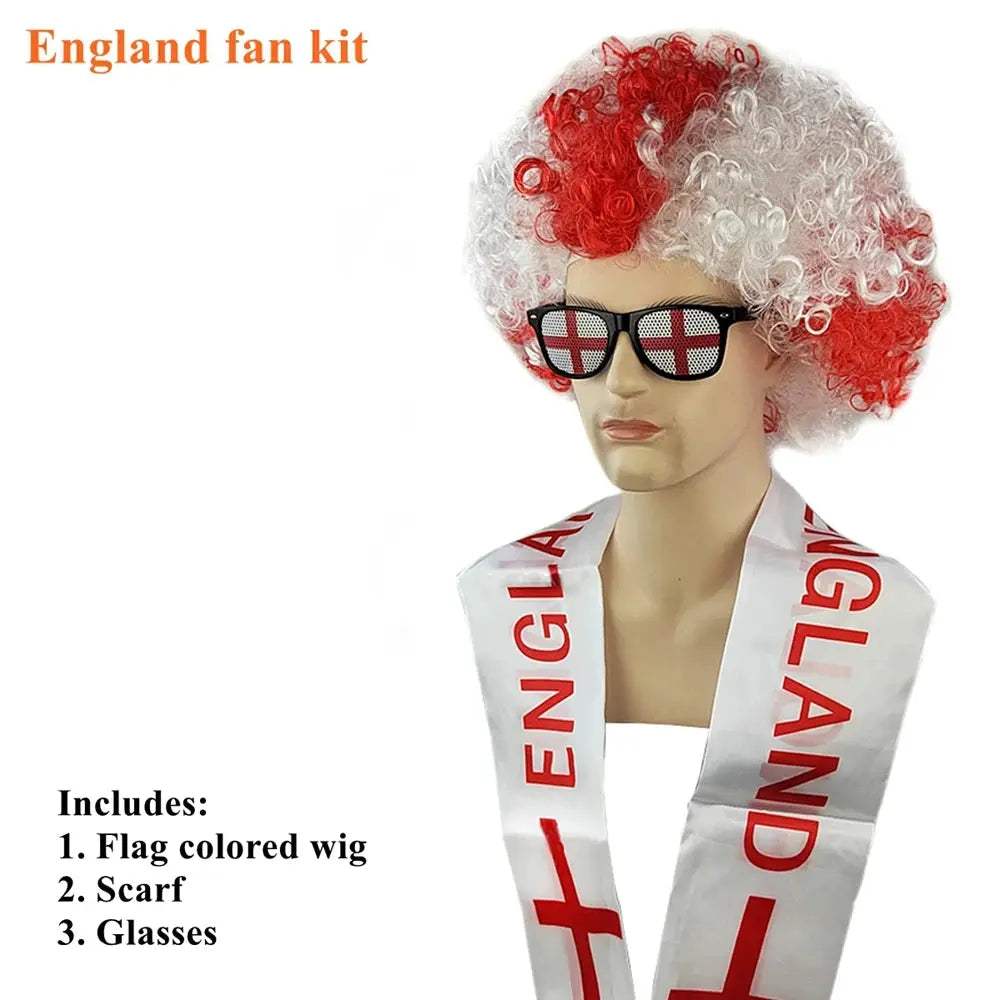  Flag Color Explosion Soccer Wig With Scarf Glasses -  ToylandEU™