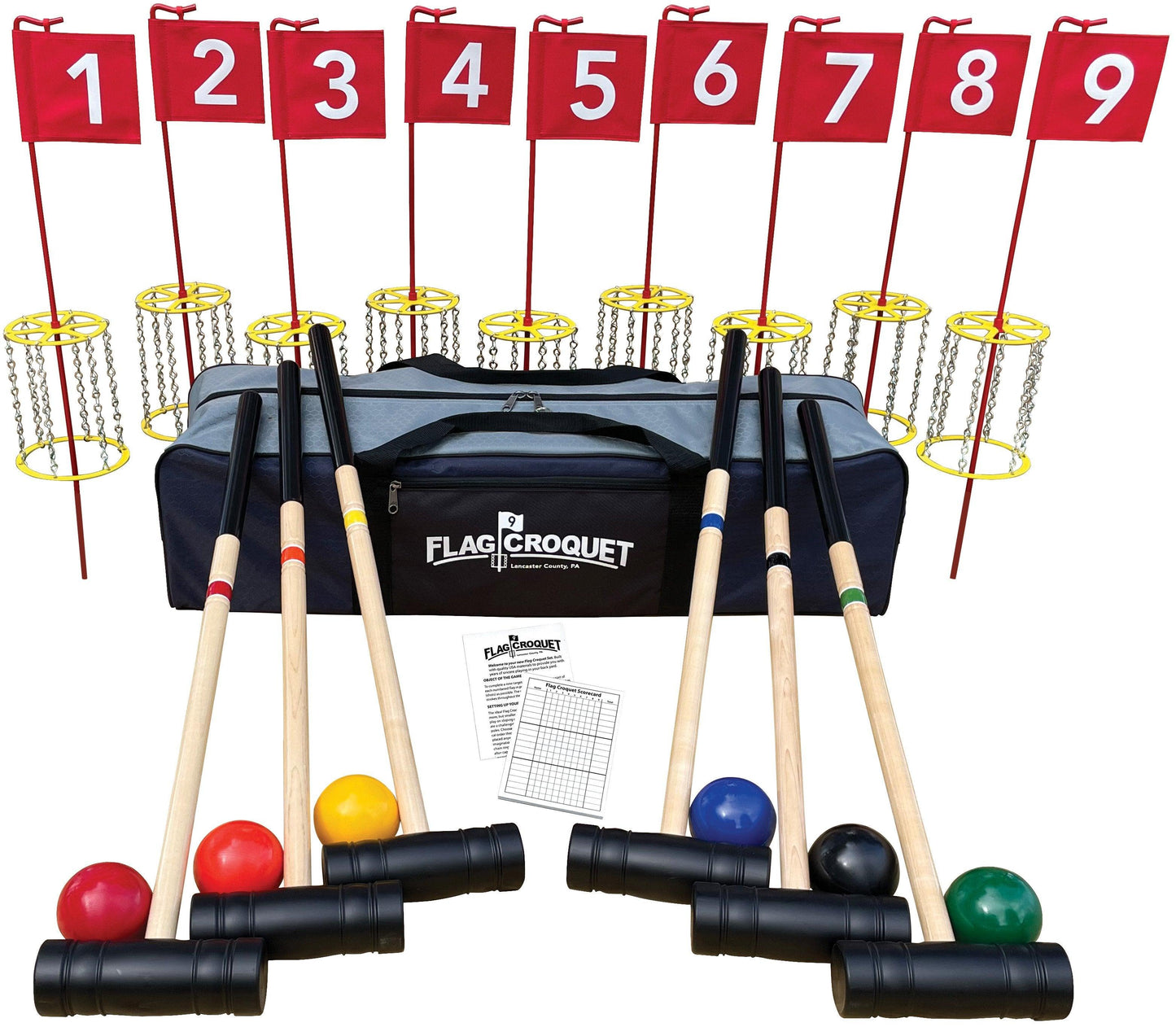 Flag Croquet Golf Game Amish Made Set Duffel Bag
