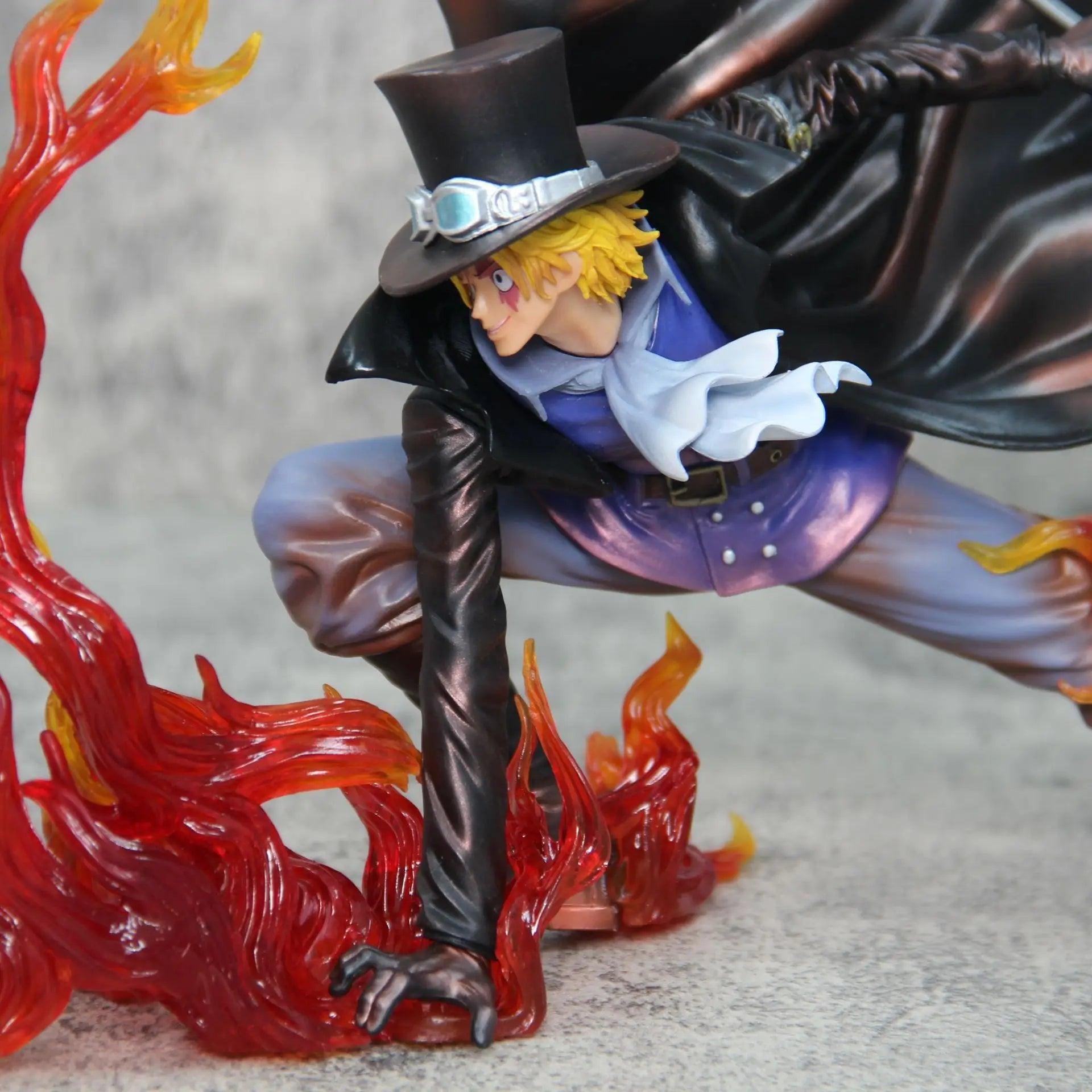  Flame Emperor Sabo Anime Figurine ,One Piece Action Figurines Fire Fist Revolutionary Army 22 CM 