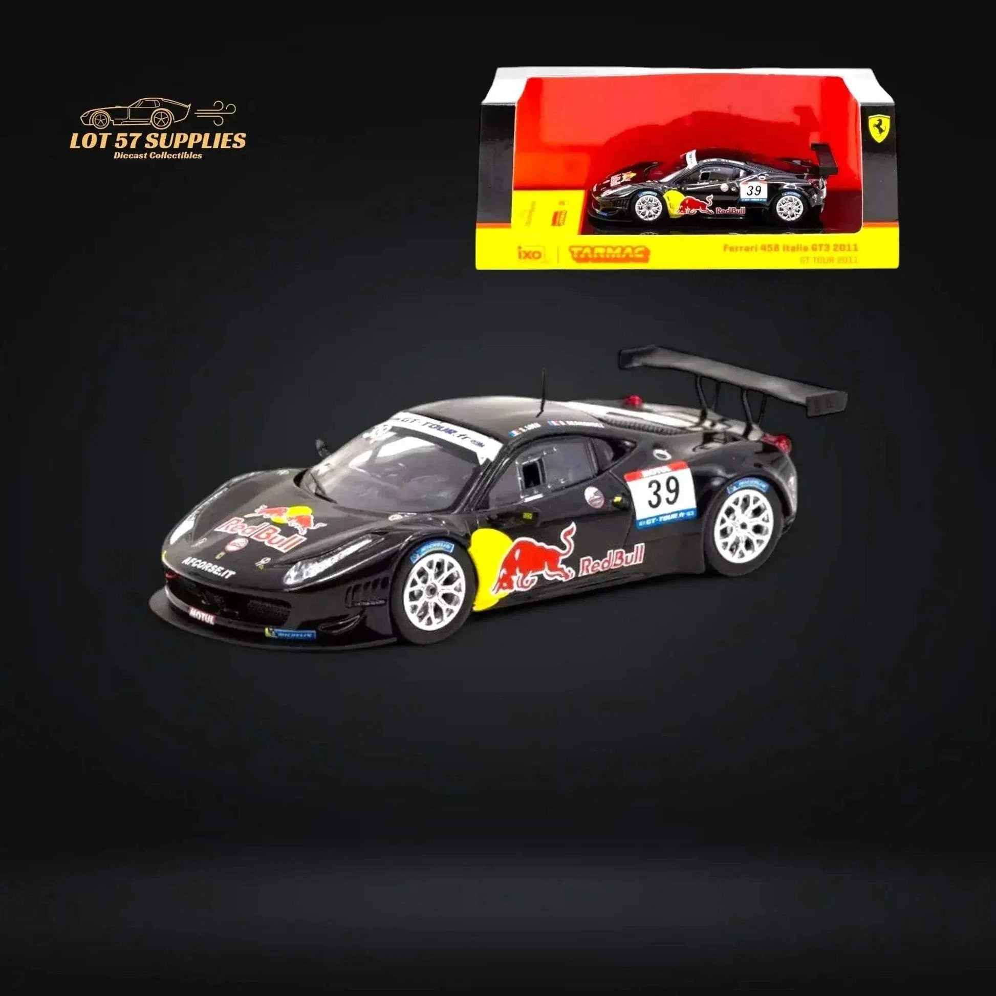 Tarmac Works Hobby64 Ferrari 458 Italia GT3 #39 GT TOUR 2011 Red Bull 1:64 - ToylandEU
