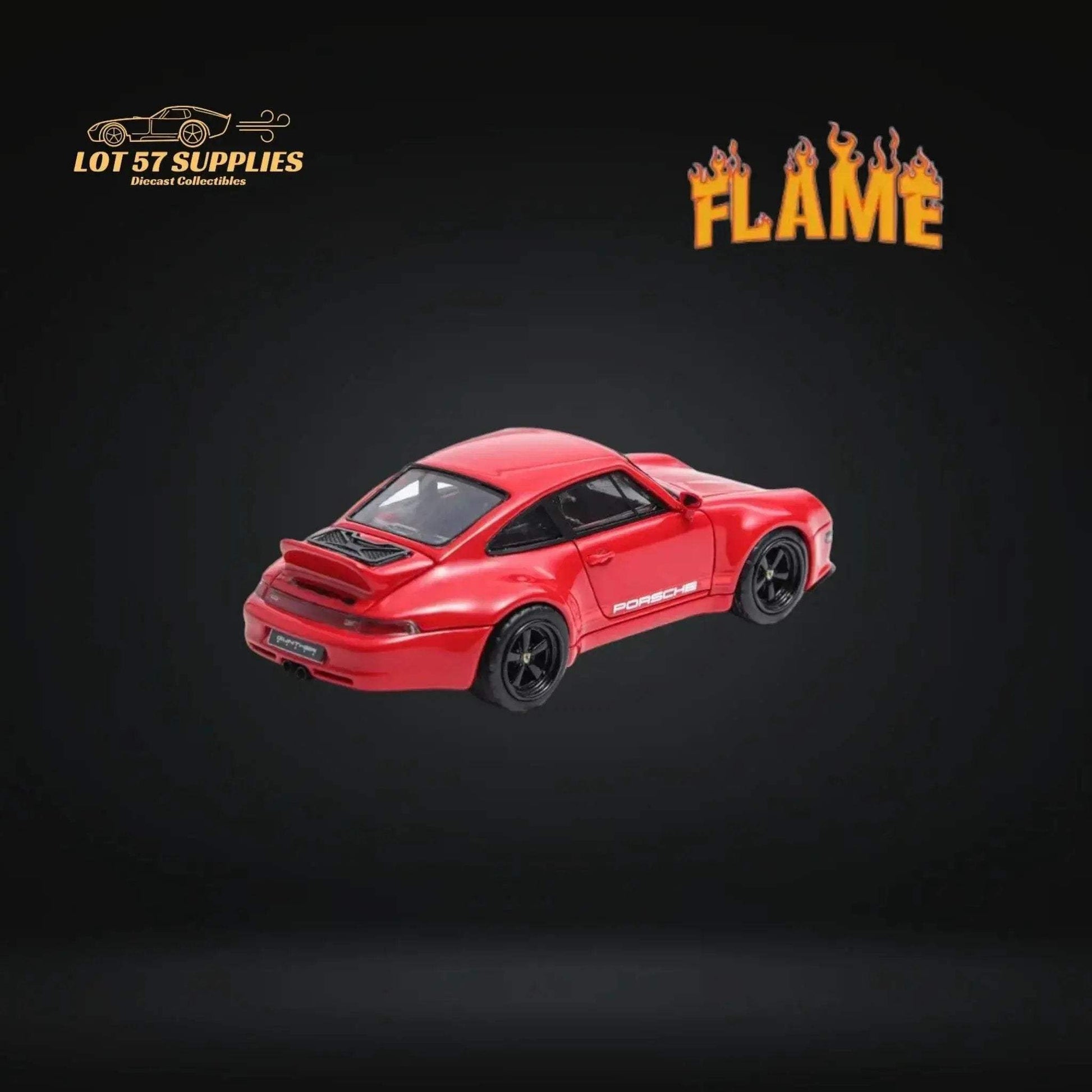Flame Model Porsche 911 Gunther Werks 400R Solan Red Resin Model With Box+Display Case 1:64 - ToylandEU