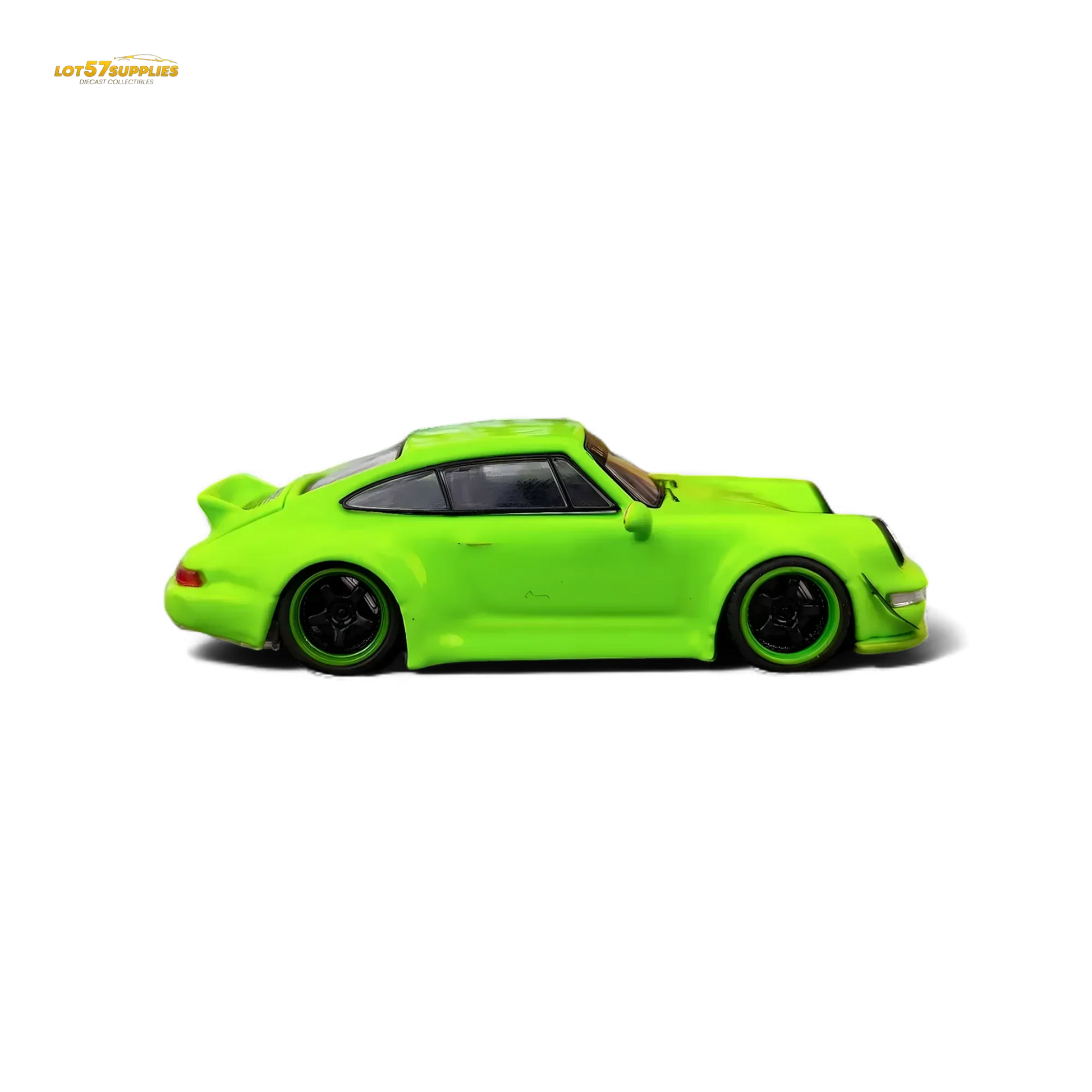 Flame Porsche 964 RWB Ducktail in Fluorescent Green 1:64 - ToylandEU