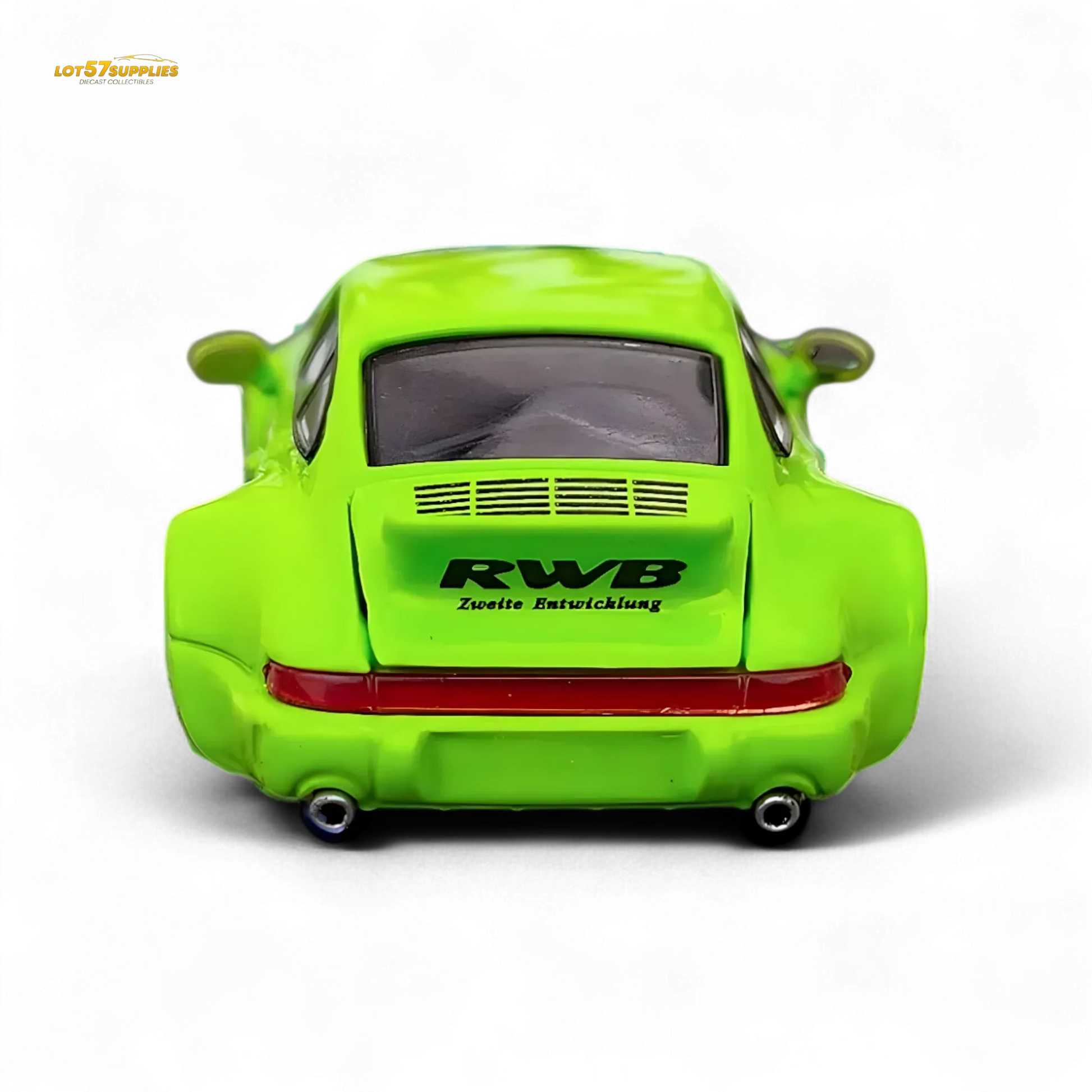 Flame Porsche 964 RWB Ducktail in Fluorescent Green 1:64 - ToylandEU