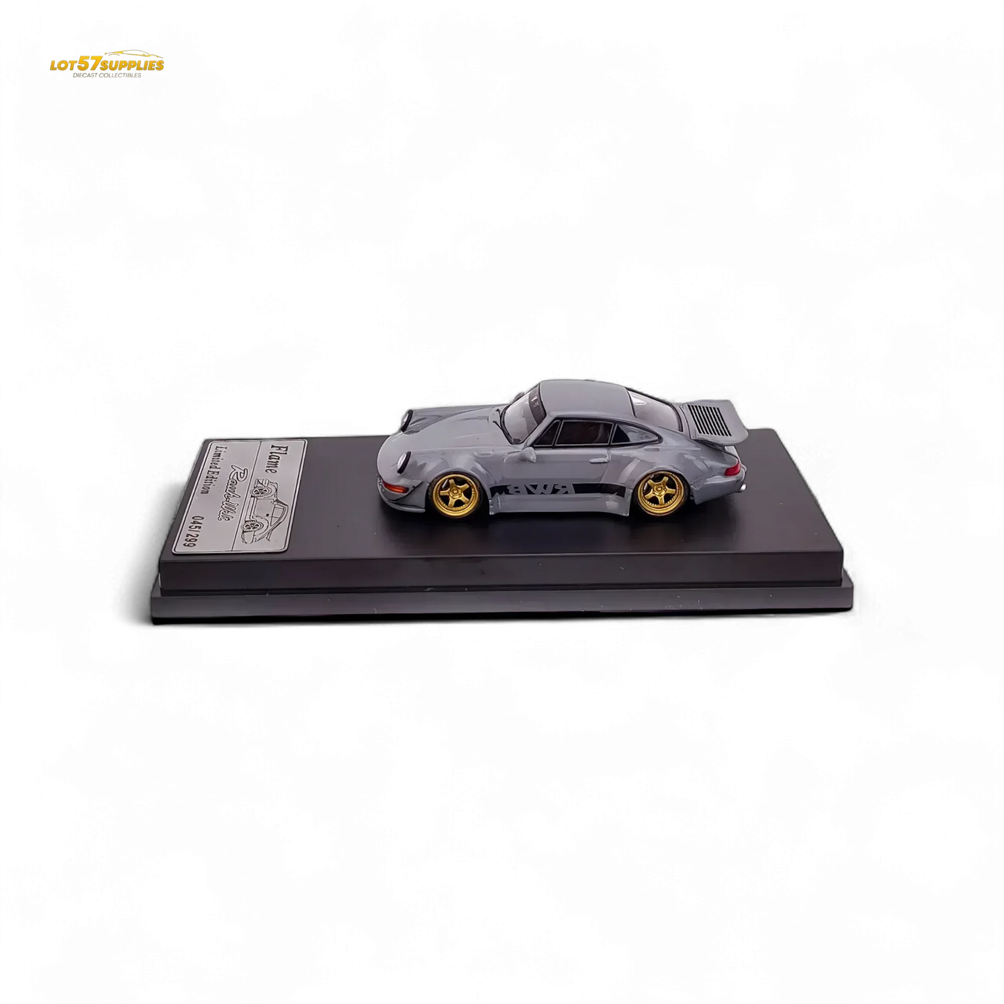 Flame Porsche 964 RWB Whale Tale in Cement Gray 1:64 - ToylandEU