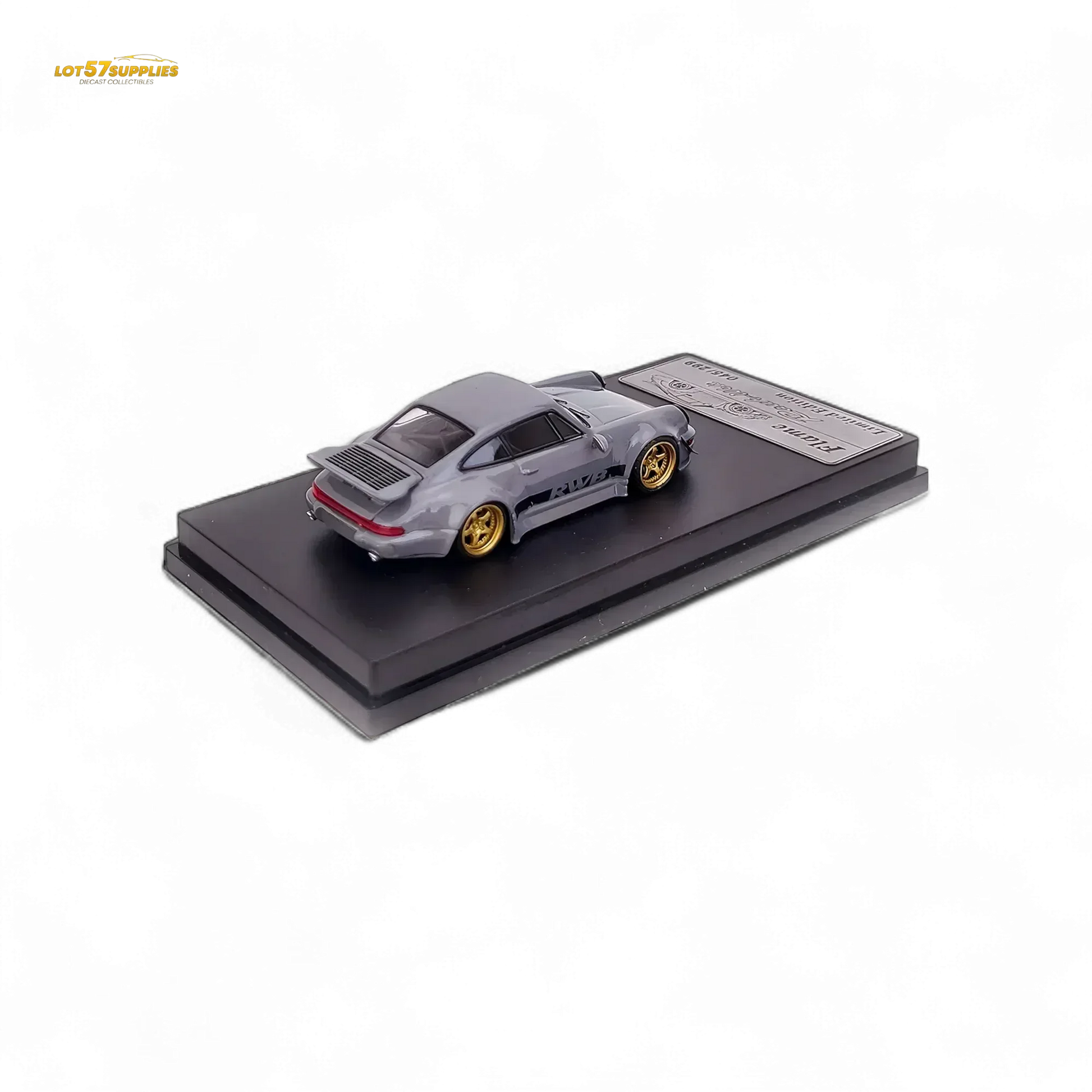 Flame Porsche 964 RWB Whale Tale in Cement Gray 1:64 - ToylandEU