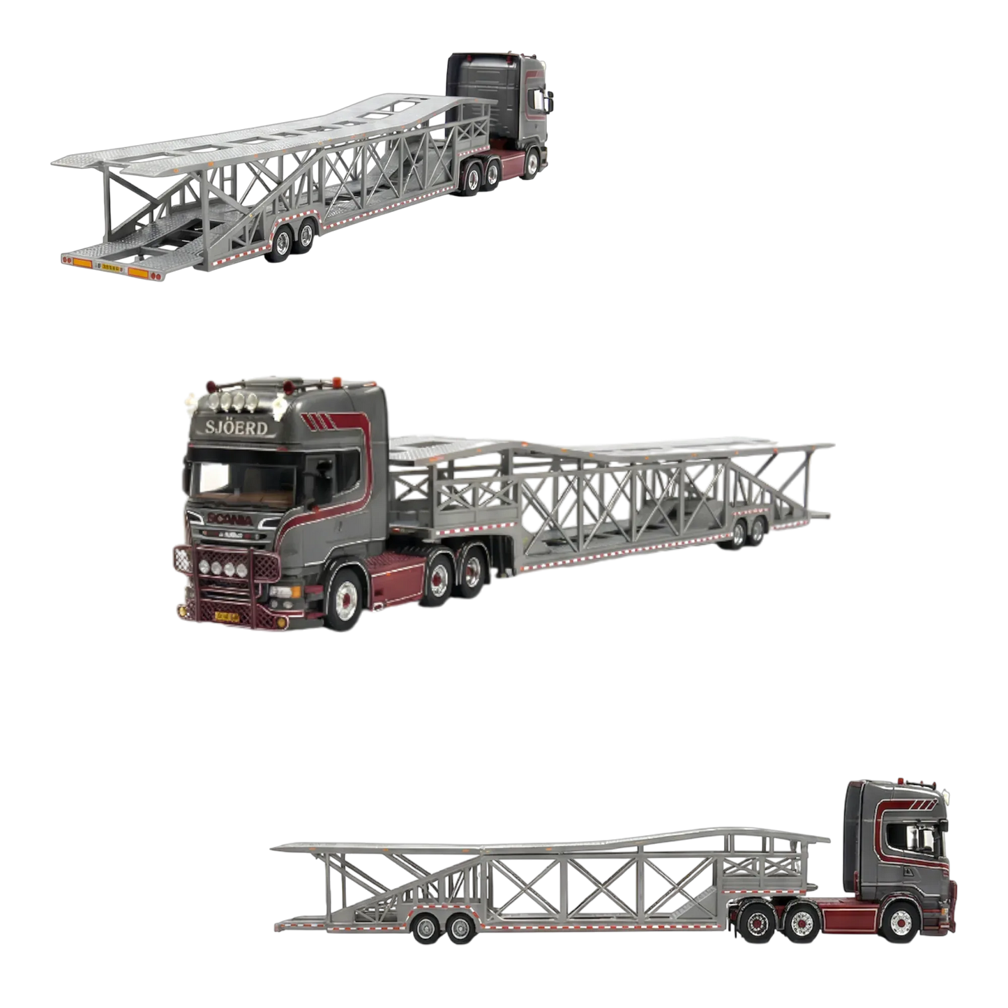 Flame Scania Car Carrier Transport Truck Grey Red 1:64 - Limited to 299 Pcs - ToylandEU