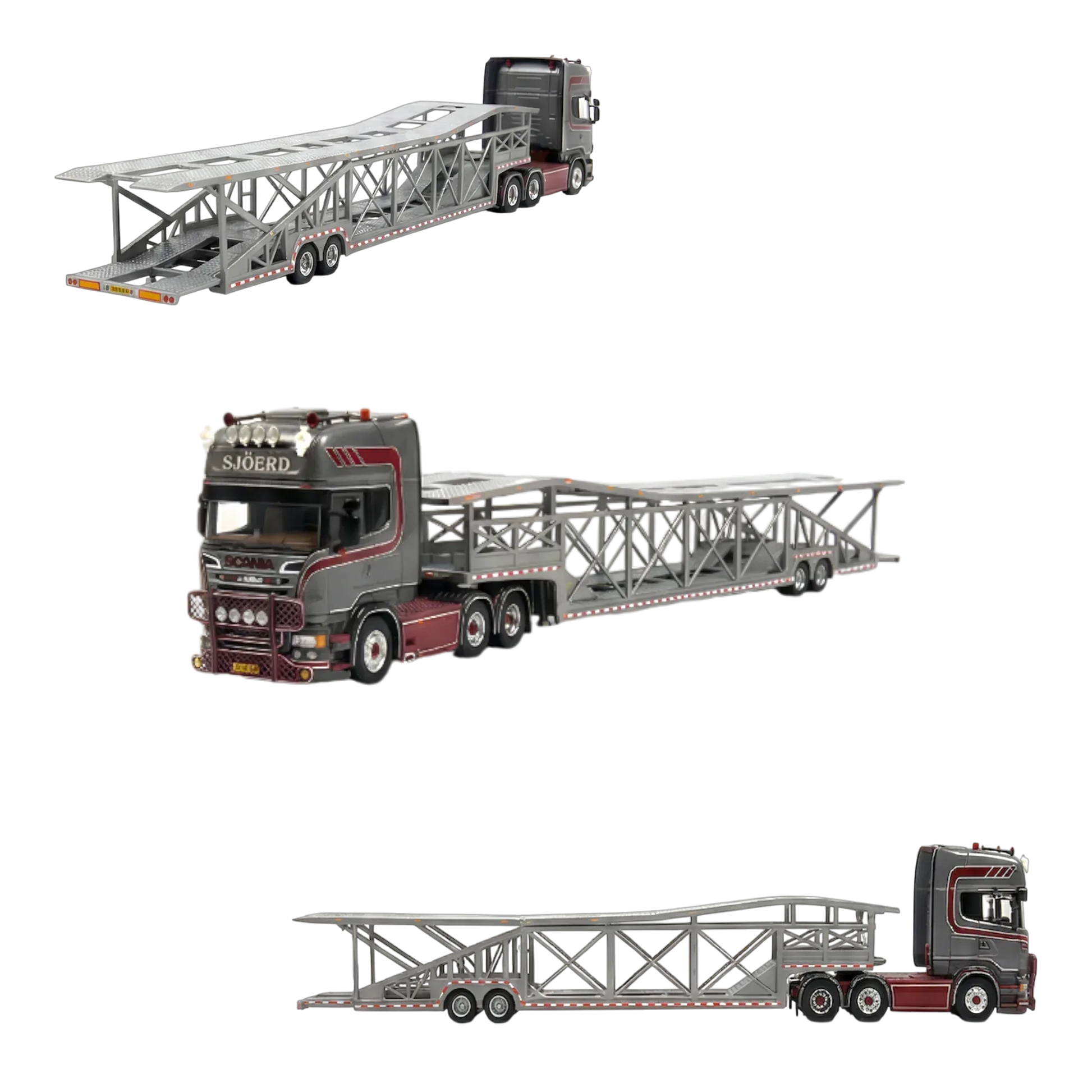Flame Scania Car Carrier Transport Truck Grey Red 1:64 - Limited to 299 Pcs - ToylandEU